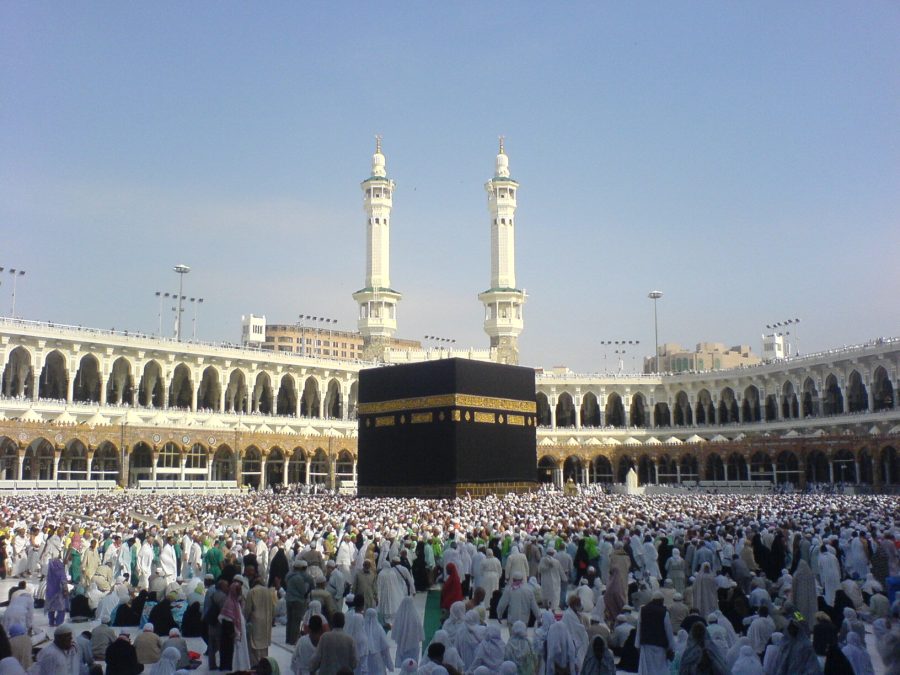 Aerial view of pilgrims performing tawaf, Makkah